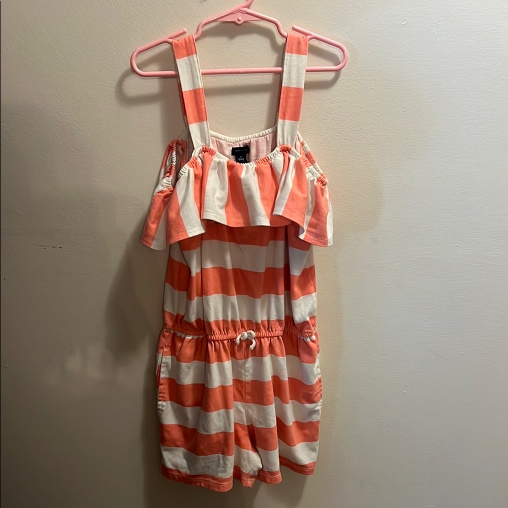 Tommy Hilfiger Orange and White Striped Romper